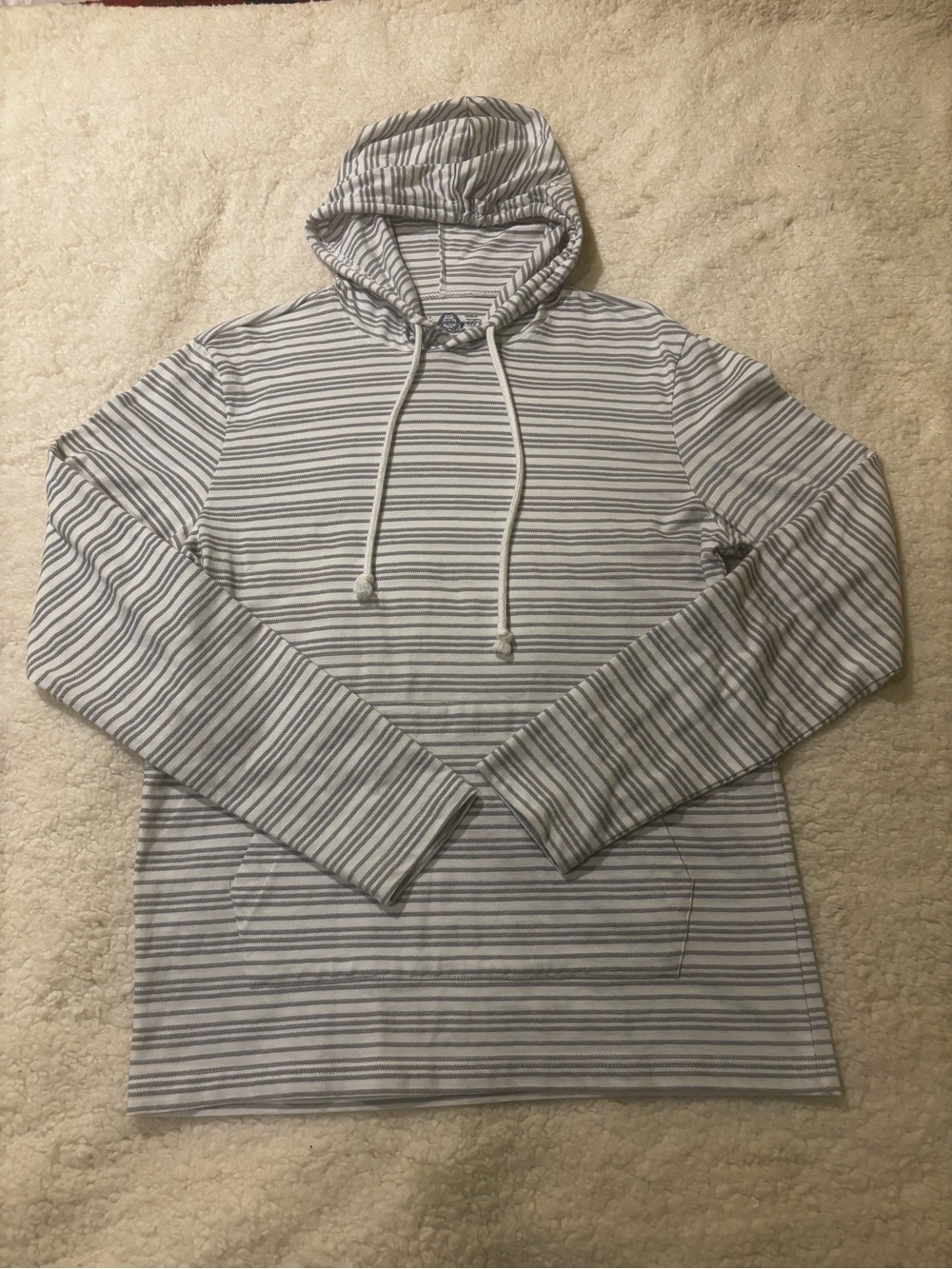 American Rag Striped Hooded Pullover - White & Gray1651